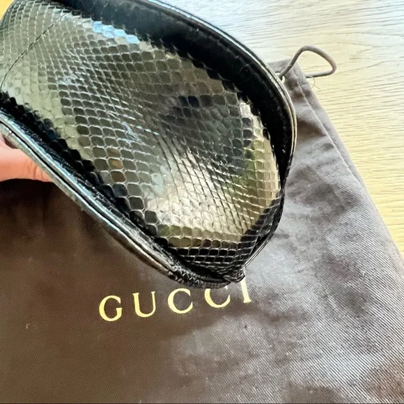 Gucci | Vintage 1947 Bamboo Mini Black Python Crossbody Two Way Chain Bag - Picture 13 of 17